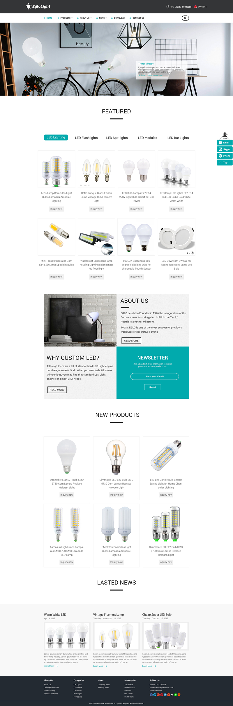 外贸网站灯具类之LED灯多语版网站 - 营销型