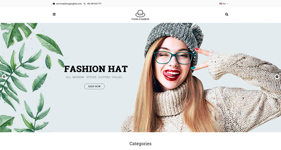 外贸多语种网站模版之 帽子 蓝色调 展版版网站模版