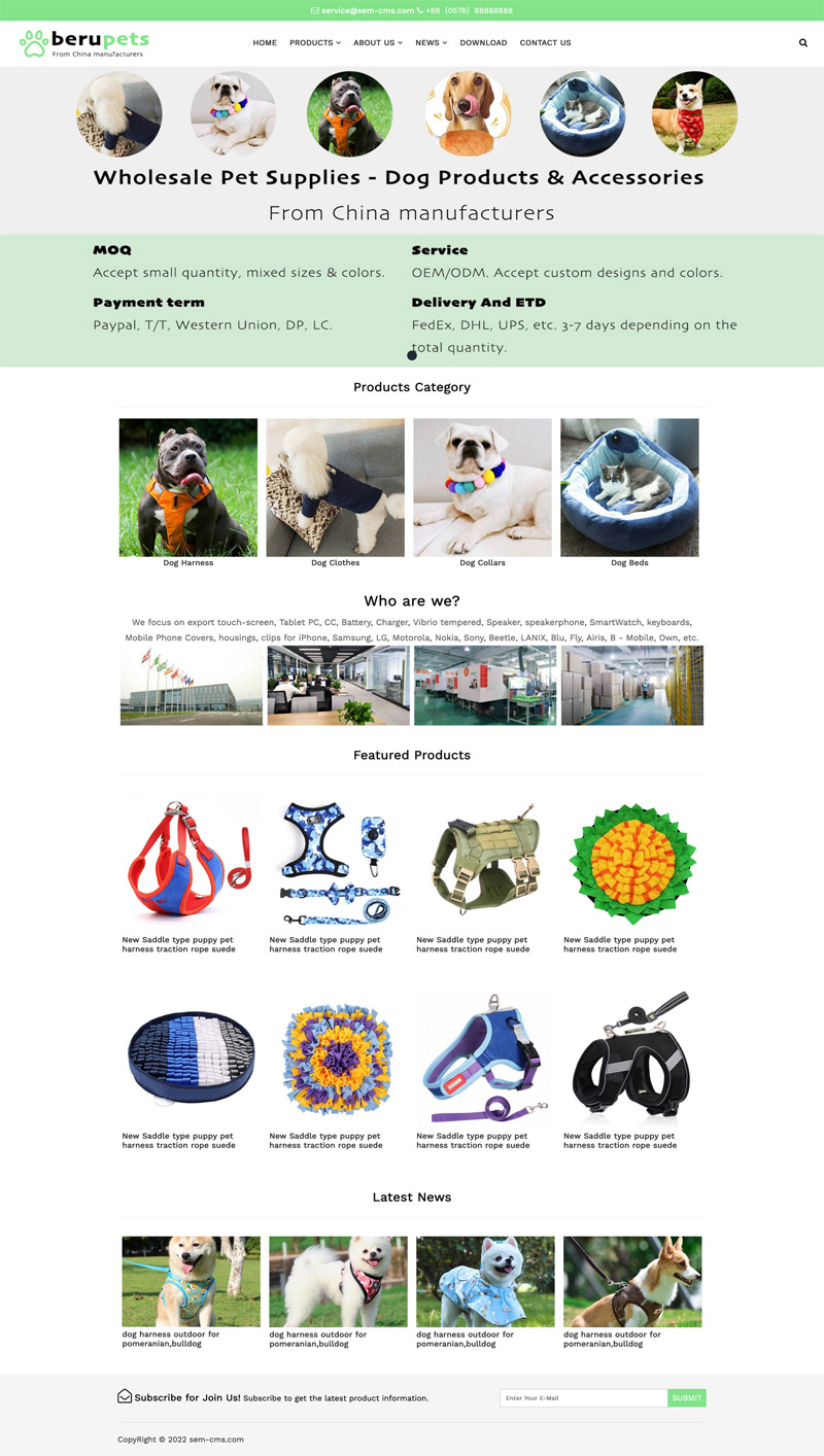 外贸网站 - 宠物用品 - 多语种模版-绿色