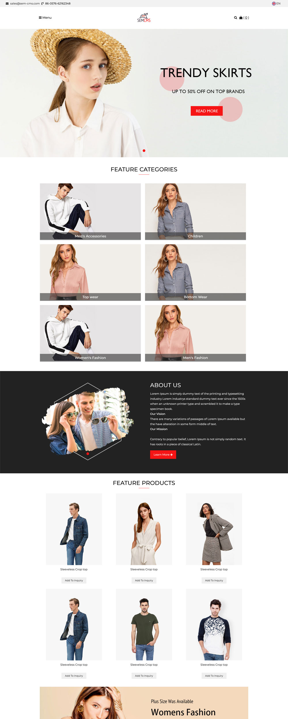 服饰类模版 - semcms新系统外贸网站多语言