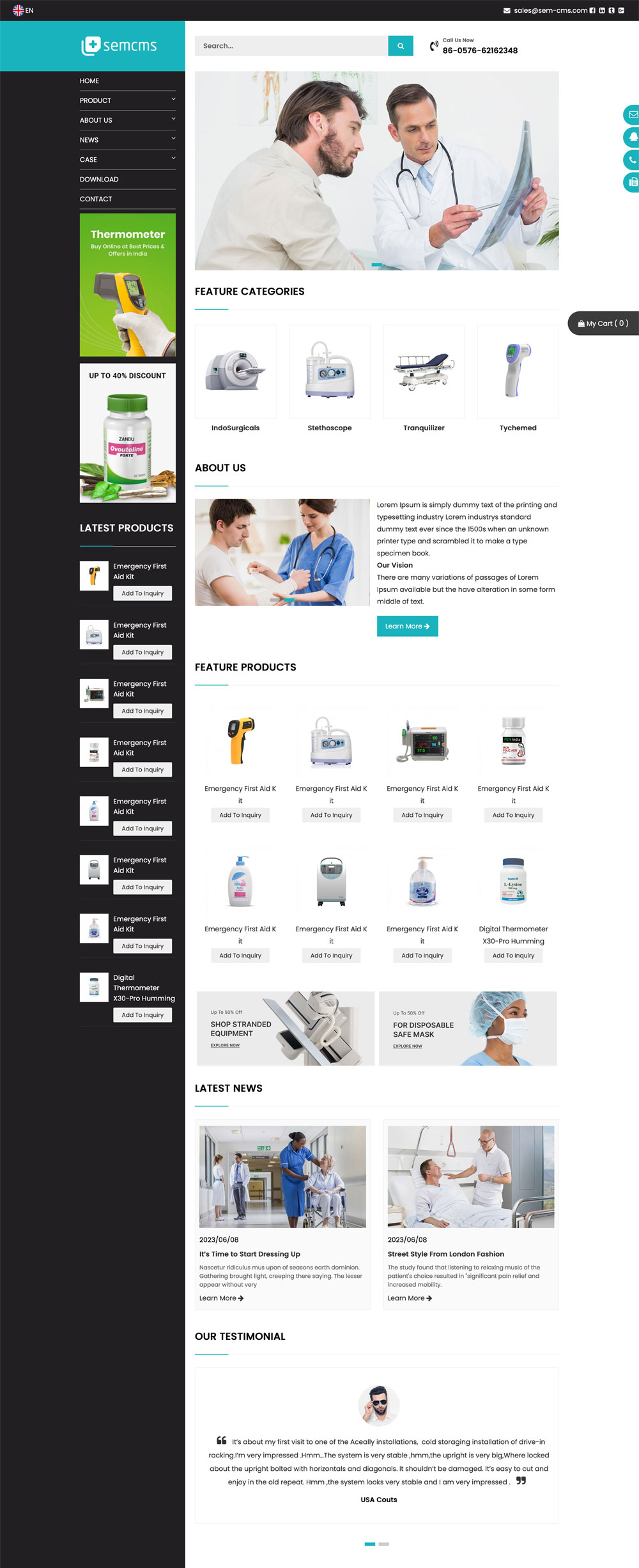 semcms外贸网站新模版：医疗类模版